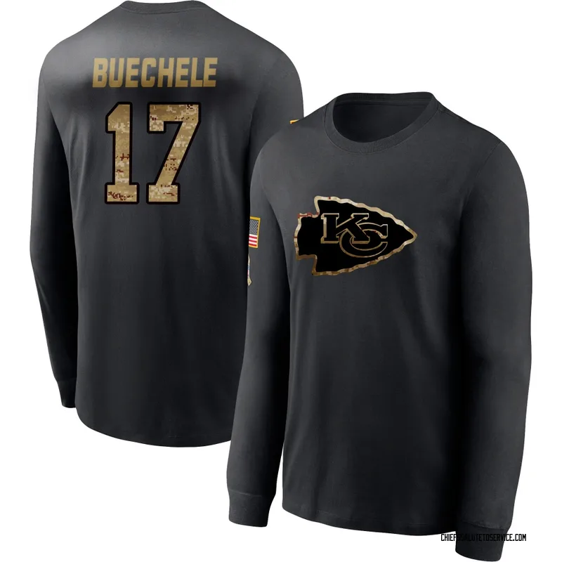 Men's Shane Buechele Kansas City Chiefs Black 2020 Salute To Service Sideline Performance Long Sleeve T-Shirt