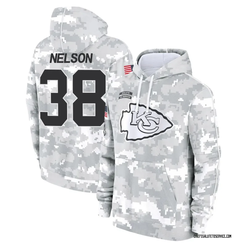 Men's Steven Nelson Kansas City Chiefs Camo Arctic 2024 Salute to Service Club Fleece Pullover Hoodie
