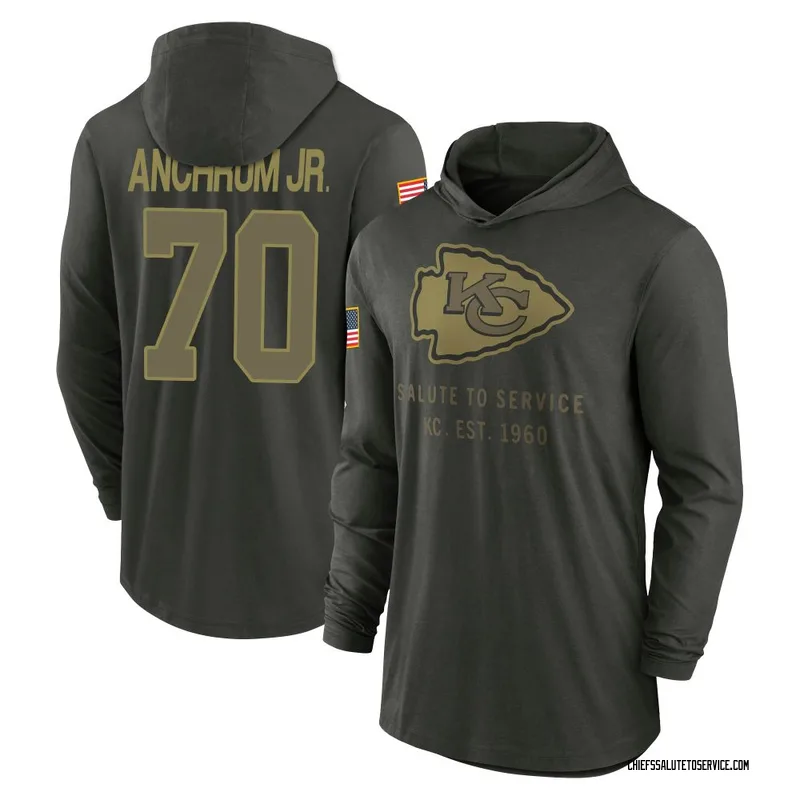 Men's Tremayne Anchrum Jr. Kansas City Chiefs Green Forest/ 2025 Salute to Service Sideline Lightweight Hooded Pullover Long Sle