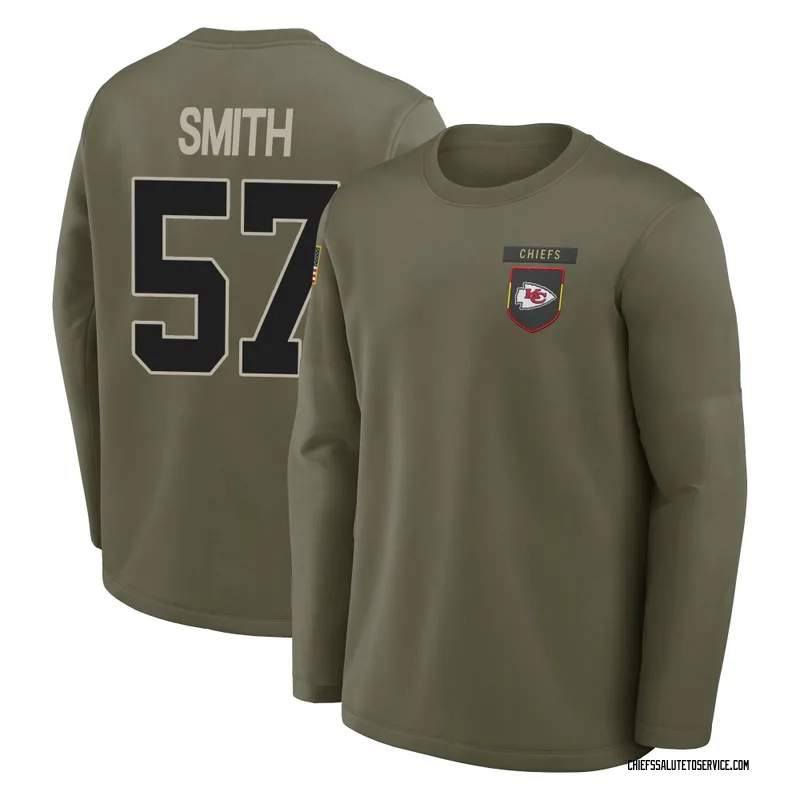 Men's Tyreke Smith Kansas City Chiefs Olive 2025 Salute to Service Sideline Coaches Long Sleeve T-Shirt