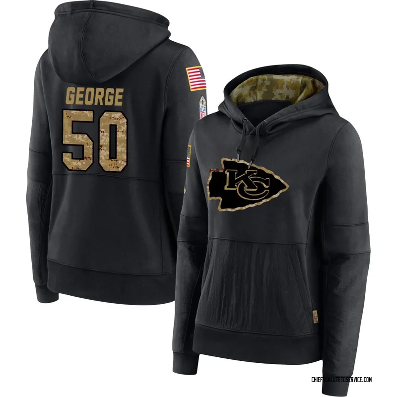 Women's Brandon George Kansas City Chiefs Black 2020 Salute to Service Sideline Performance Pullover Hoodie