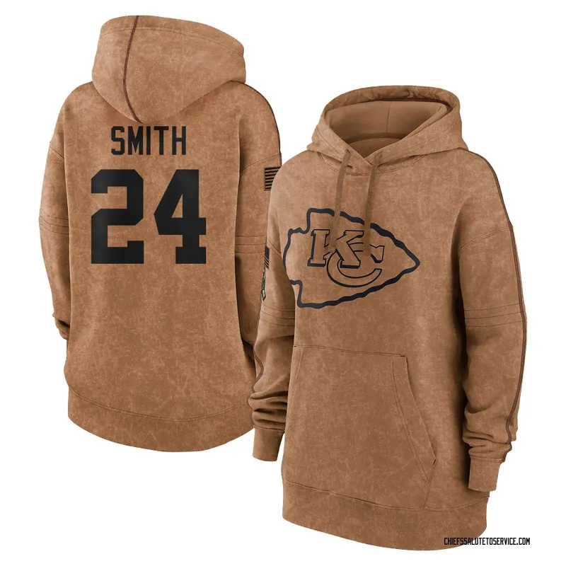 Women's Brashard Smith Kansas City Chiefs Brown 2023 Salute To Service Pullover Hoodie