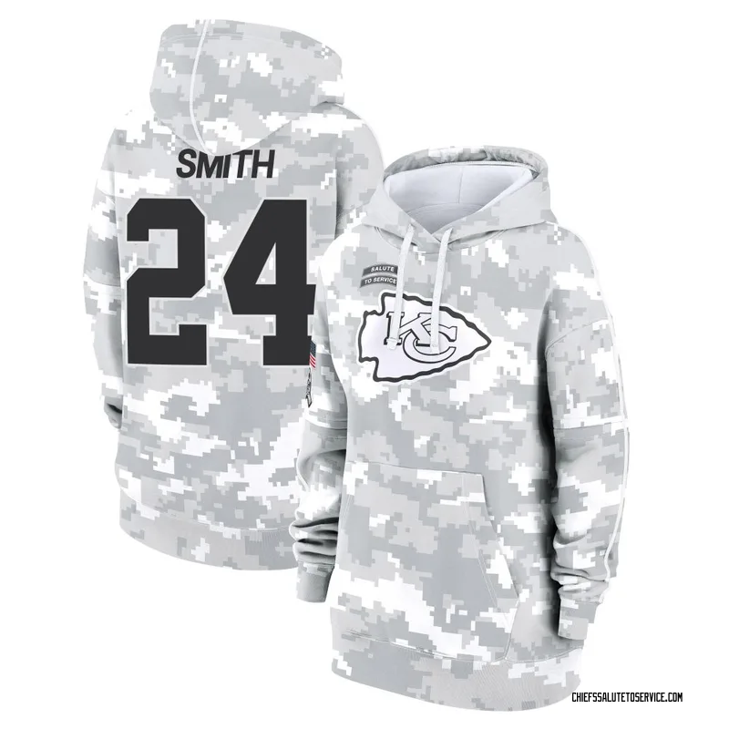 Women's Brashard Smith Kansas City Chiefs Camo Arctic 2024 Salute to Service Club Fleece Pullover Hoodie