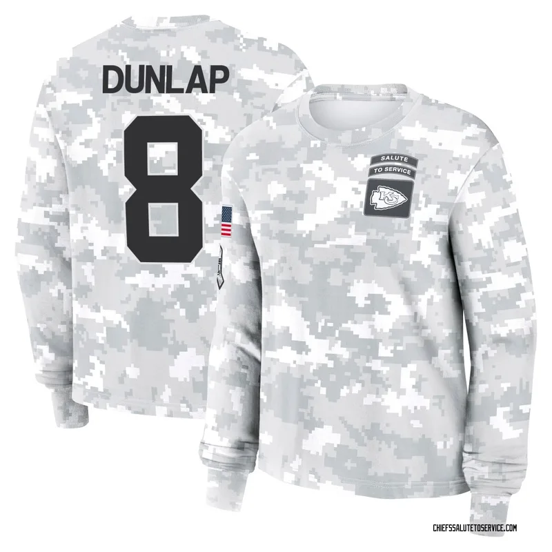 Women's Carlos Dunlap Kansas City Chiefs Camo Arctic 2024 Salute to Service Long Sleeve T-Shirt