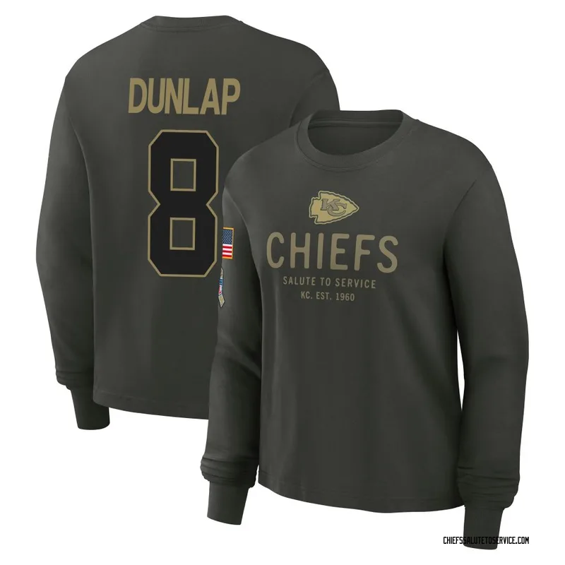 Women's Carlos Dunlap Kansas City Chiefs Green Dark/ 2025 Salute to Service Sideline Long Sleeve T-Shirt