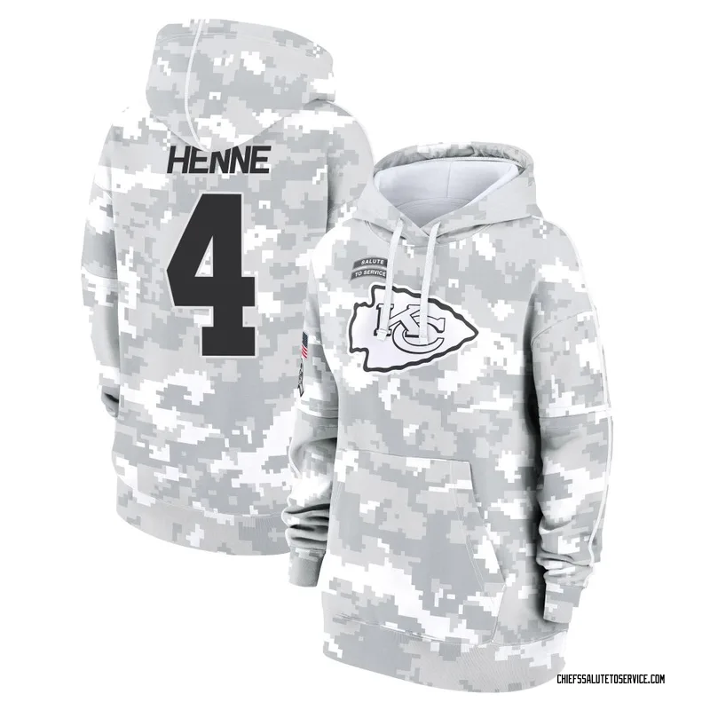 Women's Chad Henne Kansas City Chiefs Camo Arctic 2024 Salute to Service Club Fleece Pullover Hoodie