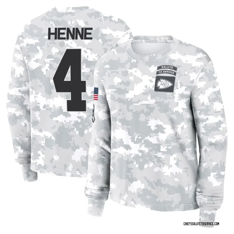 Women's Chad Henne Kansas City Chiefs Camo Arctic 2024 Salute to Service Long Sleeve T-Shirt