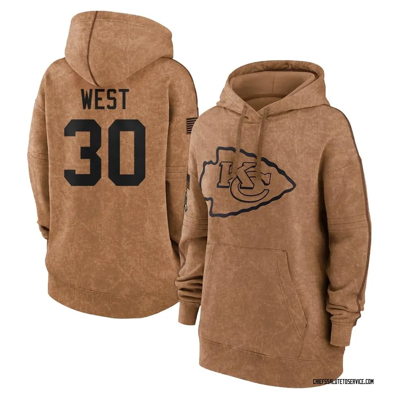 Women's Charcandrick West Kansas City Chiefs Brown 2023 Salute To Service Pullover Hoodie