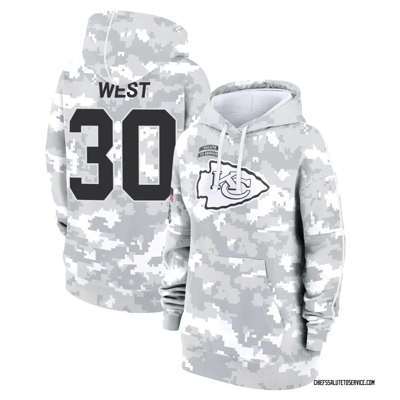 Women's Charcandrick West Kansas City Chiefs Camo Arctic 2024 Salute to Service Club Fleece Pullover Hoodie