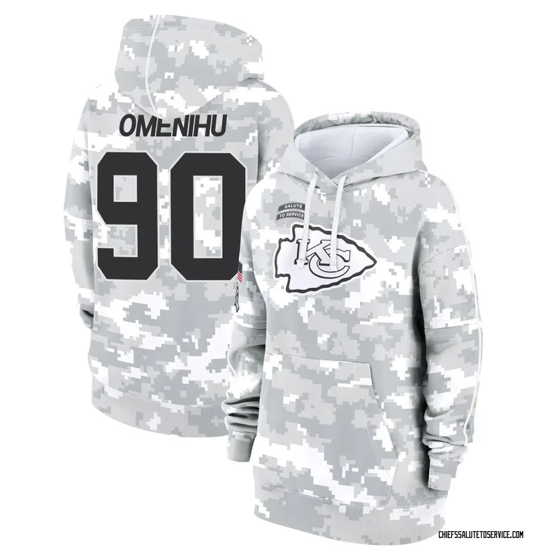 Women's Charles Omenihu Kansas City Chiefs Camo Arctic 2024 Salute to Service Club Fleece Pullover Hoodie