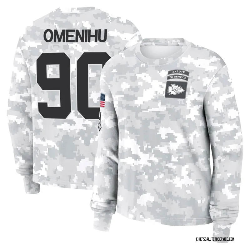 Women's Charles Omenihu Kansas City Chiefs Camo Arctic 2024 Salute to Service Long Sleeve T-Shirt