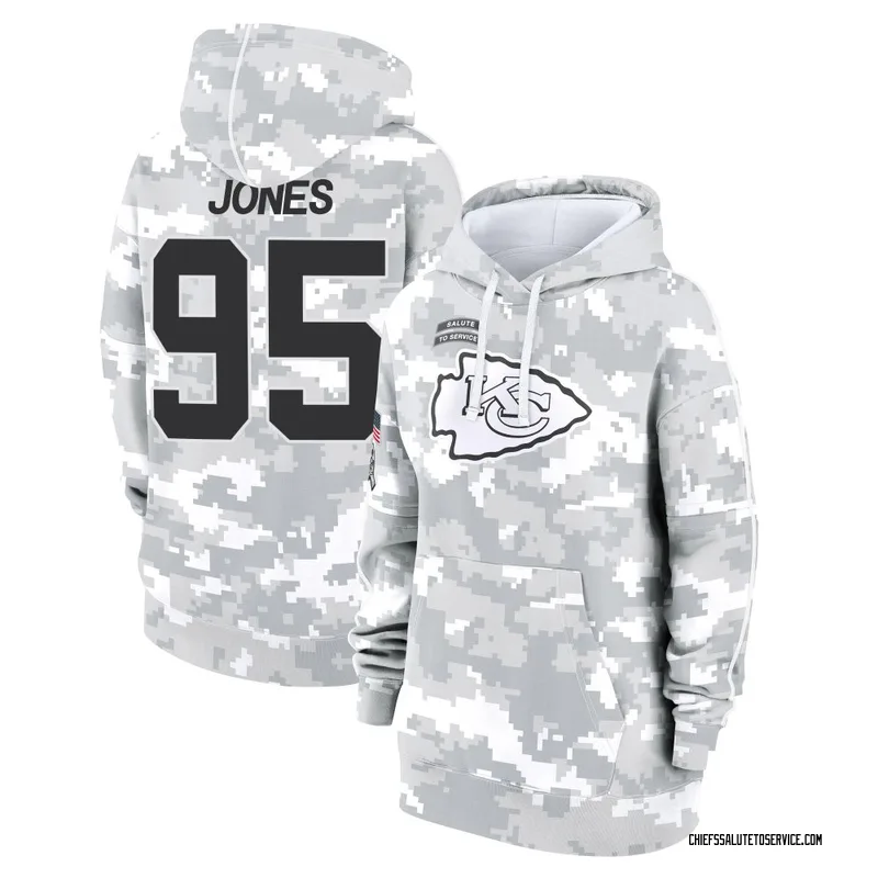 Women's Chris Jones Kansas City Chiefs Camo Arctic 2024 Salute to Service Club Fleece Pullover Hoodie
