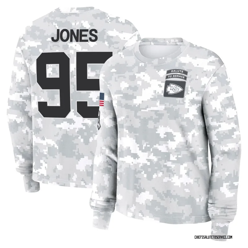 Women's Chris Jones Kansas City Chiefs Camo Arctic 2024 Salute to Service Long Sleeve T-Shirt