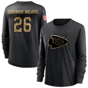 Women's Clyde Edwards-Helaire Kansas City Chiefs Black 2020 Salute To Service Sideline Performance Long Sleeve T-Shirt