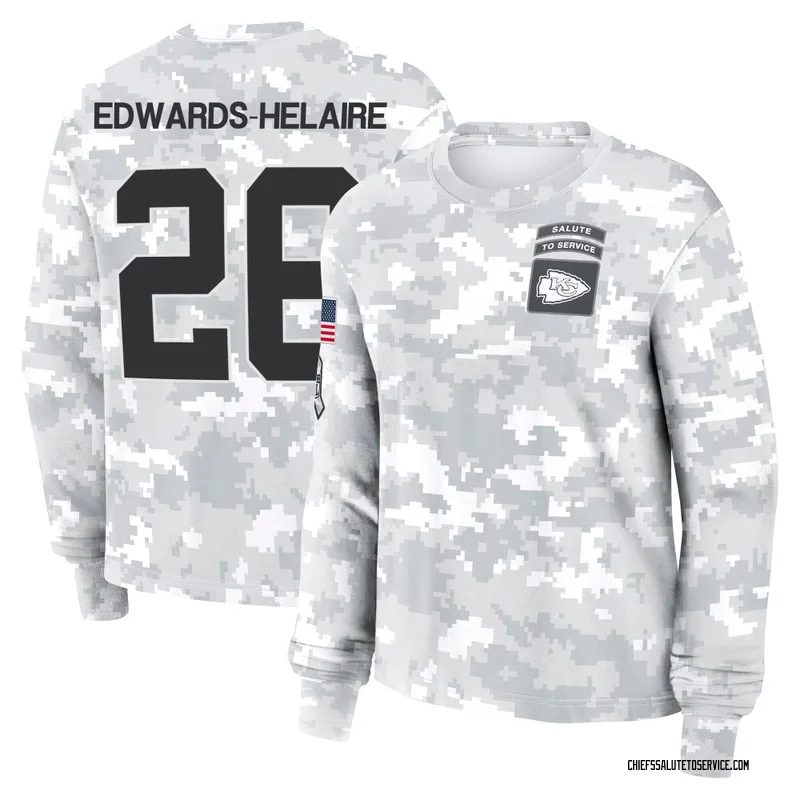 Women's Clyde Edwards-Helaire Kansas City Chiefs Camo Arctic 2024 Salute to Service Long Sleeve T-Shirt