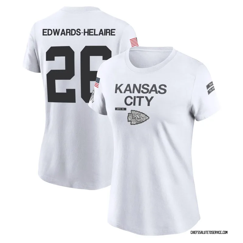 Women's Clyde Edwards-Helaire Kansas City Chiefs Legend White 2024 Salute to Service Performance T-Shirt