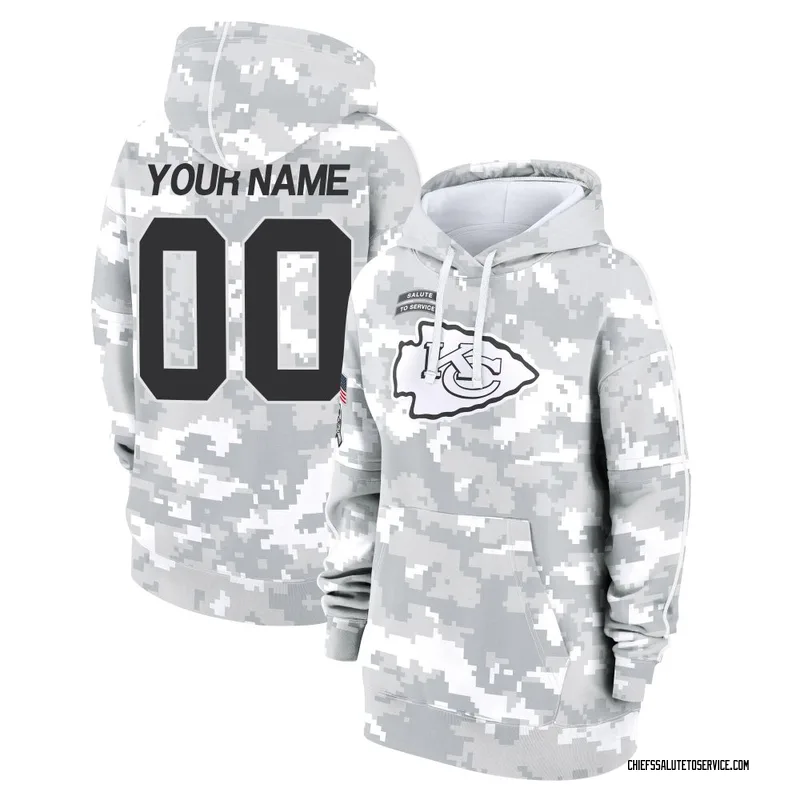Women's Custom Kansas City Chiefs Camo Arctic 2024 Salute to Service Club Fleece Pullover Hoodie