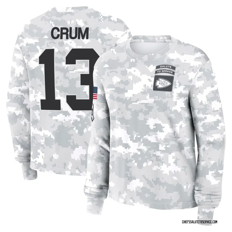 Women's Dustin Crum Kansas City Chiefs Camo Arctic 2024 Salute to Service Long Sleeve T-Shirt