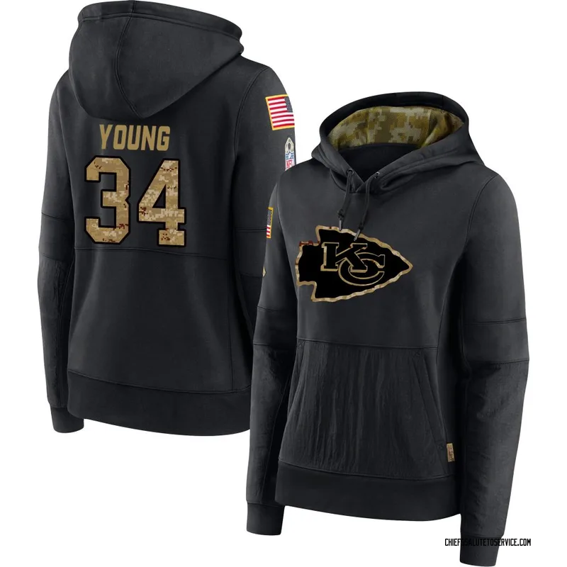 Women's Elijah Young Kansas City Chiefs Black 2020 Salute to Service Sideline Performance Pullover Hoodie