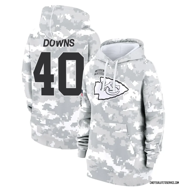 Women's Ethan Downs Kansas City Chiefs Camo Arctic 2024 Salute to Service Club Fleece Pullover Hoodie