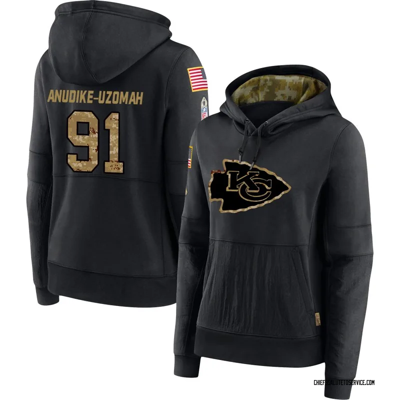 Women's Felix Anudike-Uzomah Kansas City Chiefs Black 2020 Salute to Service Sideline Performance Pullover Hoodie