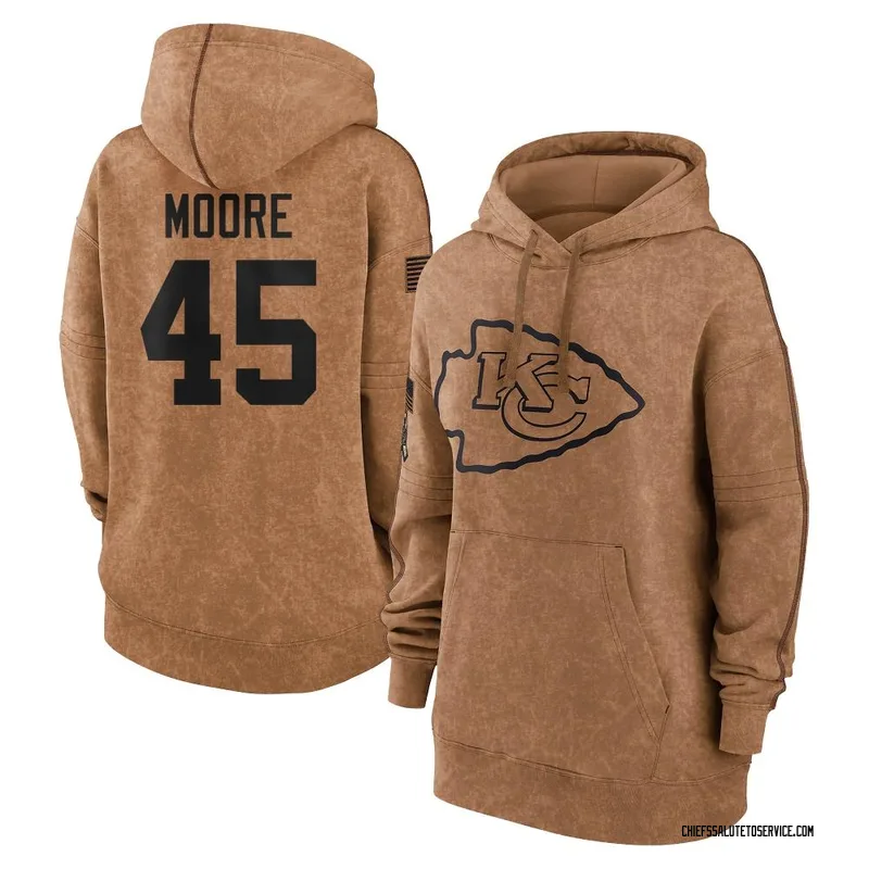 Women's Isaiah Moore Kansas City Chiefs Brown 2023 Salute To Service Pullover Hoodie