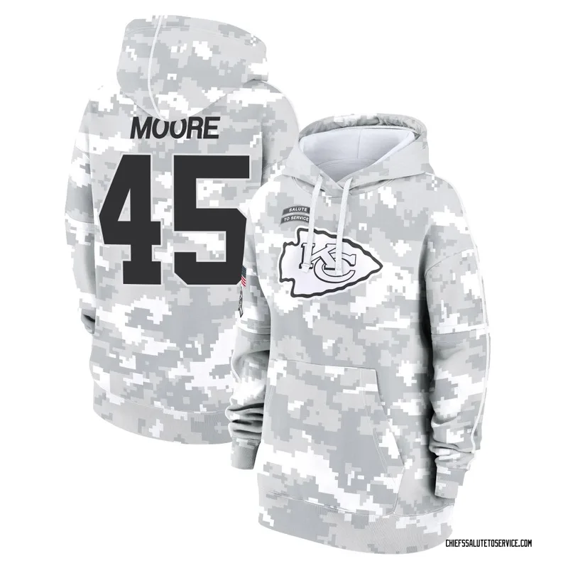 Women's Isaiah Moore Kansas City Chiefs Camo Arctic 2024 Salute to Service Club Fleece Pullover Hoodie