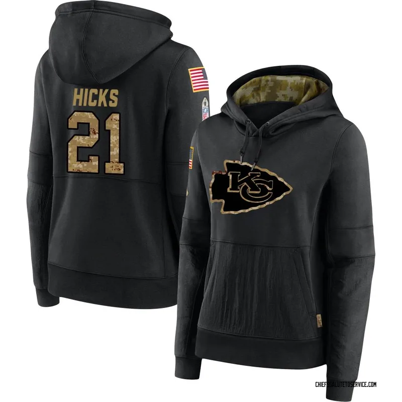 Women's Jaden Hicks Kansas City Chiefs Black 2020 Salute to Service Sideline Performance Pullover Hoodie