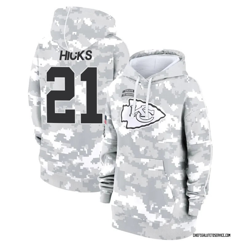 Women's Jaden Hicks Kansas City Chiefs Camo Arctic 2024 Salute to Service Club Fleece Pullover Hoodie