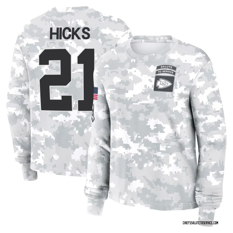 Women's Jaden Hicks Kansas City Chiefs Camo Arctic 2024 Salute to Service Long Sleeve T-Shirt