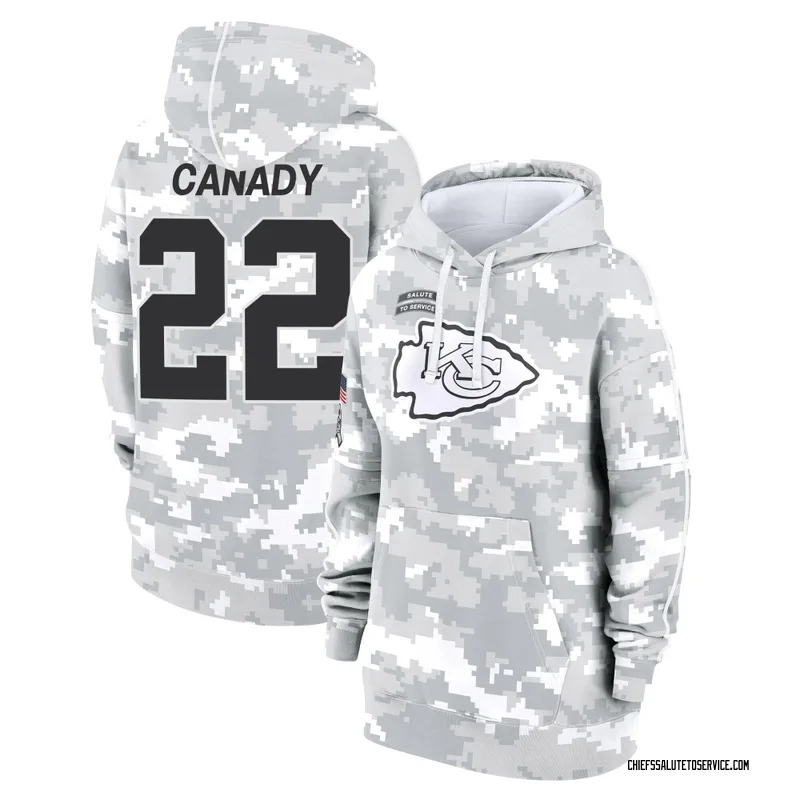 Women's Jadon Canady Kansas City Chiefs Camo Arctic 2024 Salute to Service Club Fleece Pullover Hoodie