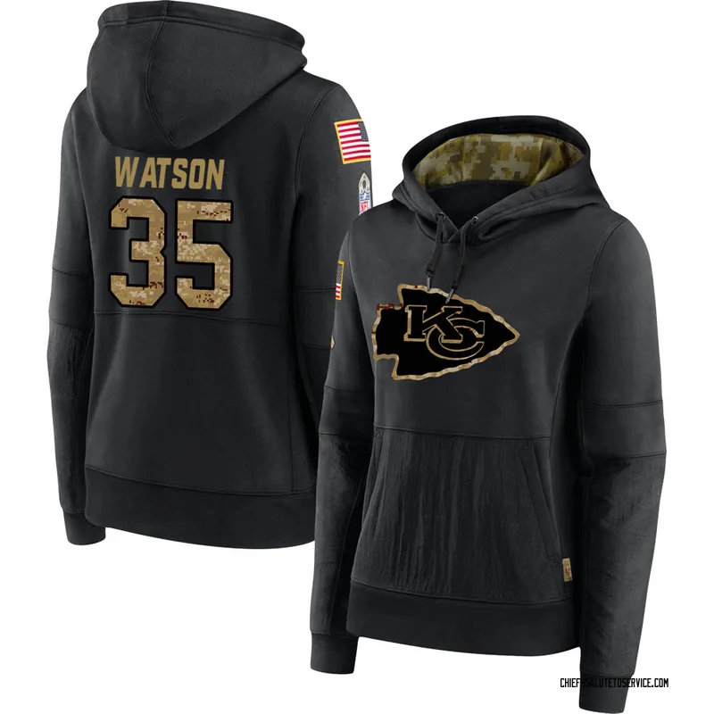 Women's Jaylen Watson Kansas City Chiefs Black 2020 Salute to Service Sideline Performance Pullover Hoodie