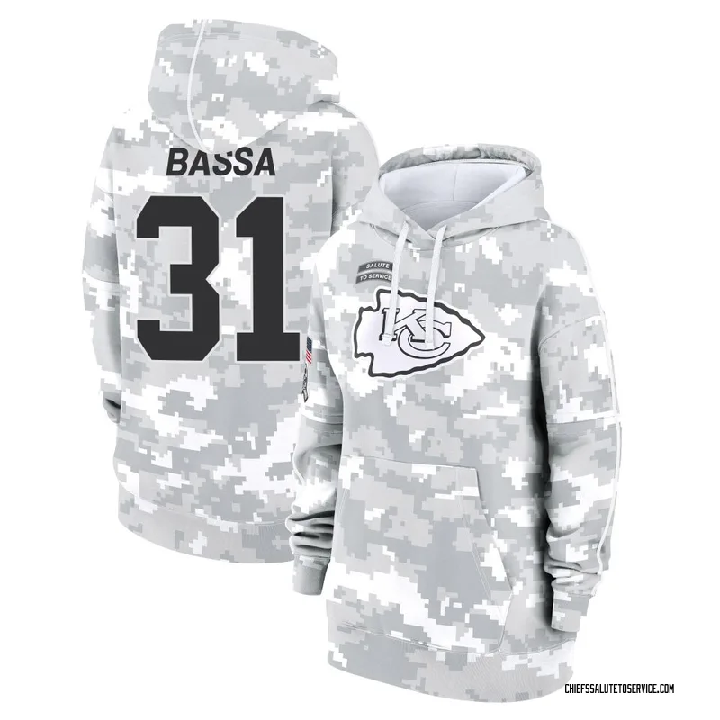 Women's Jeffrey Bassa Kansas City Chiefs Camo Arctic 2024 Salute to Service Club Fleece Pullover Hoodie