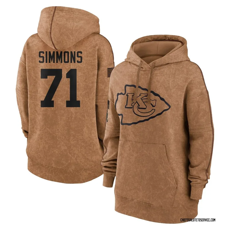 Women's Josh Simmons Kansas City Chiefs Brown 2023 Salute To Service Pullover Hoodie