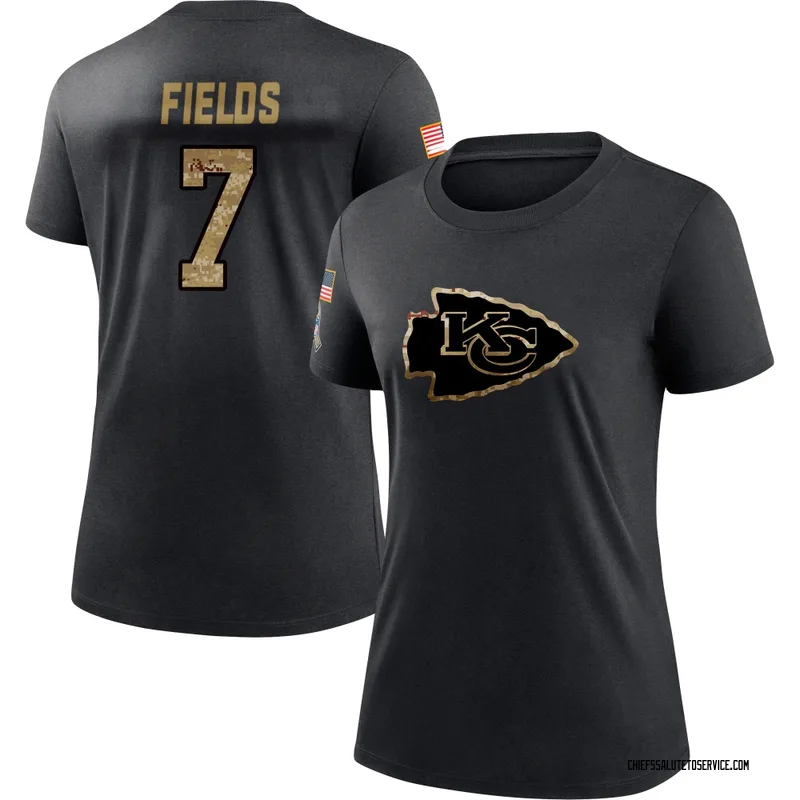 Women's Justin Fields Kansas City Chiefs Black 2020 Salute To Service Performance T-Shirt