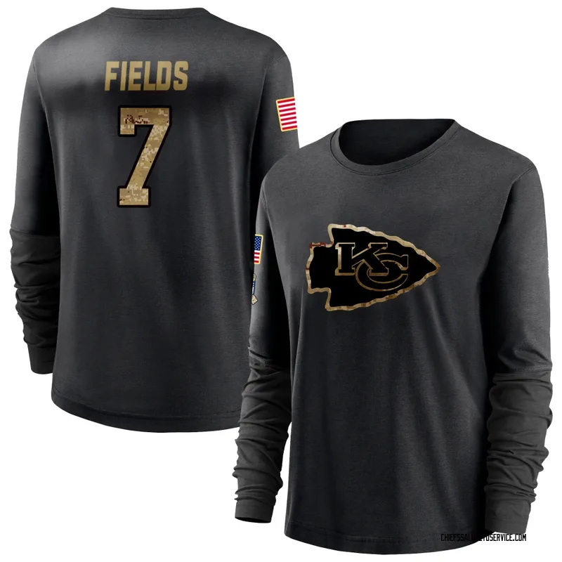 Women's Justin Fields Kansas City Chiefs Black 2020 Salute To Service Sideline Performance Long Sleeve T-Shirt