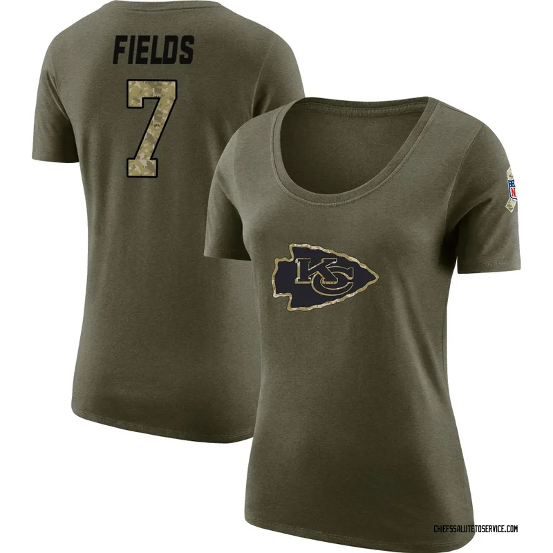 Women's Justin Fields Kansas City Chiefs Legend Olive Salute to Service Scoop Neck T-Shirt