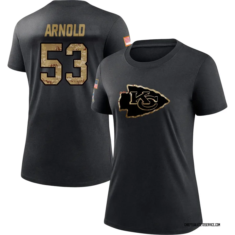 Women's Kam Arnold Kansas City Chiefs Black 2020 Salute To Service Performance T-Shirt