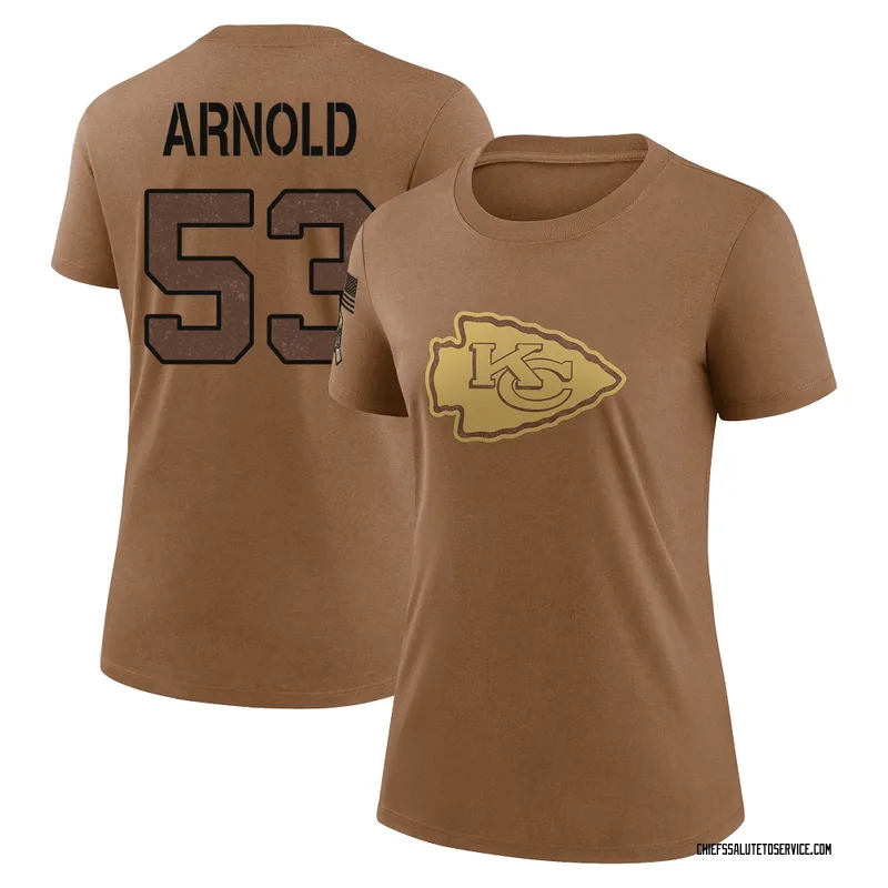 Women's Kam Arnold Kansas City Chiefs Legend Brown 2023 Salute To Service Performance T-Shirt