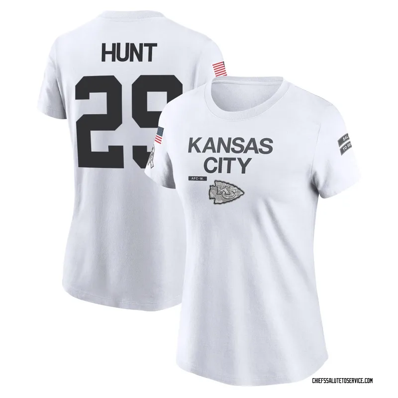Women's Kareem Hunt Kansas City Chiefs Legend White 2024 Salute to Service Performance T-Shirt