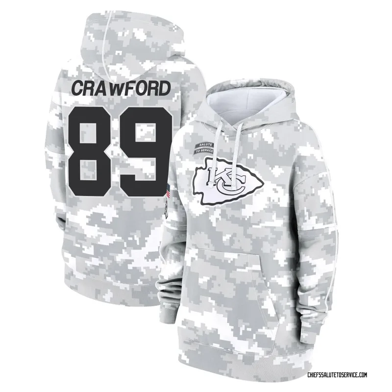 Women's Kekoa Crawford Kansas City Chiefs Camo Arctic 2024 Salute to Service Club Fleece Pullover Hoodie