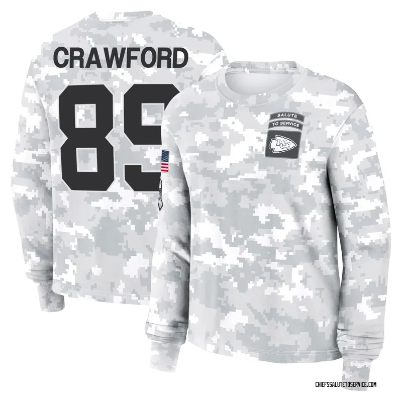 Women's Kekoa Crawford Kansas City Chiefs Camo Arctic 2024 Salute to Service Long Sleeve T-Shirt