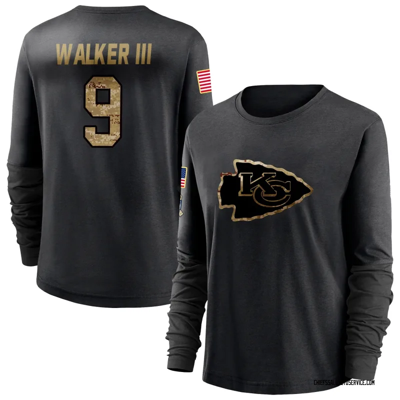 Women's Kenneth Walker III Kansas City Chiefs Black 2020 Salute To Service Sideline Performance Long Sleeve T-Shirt