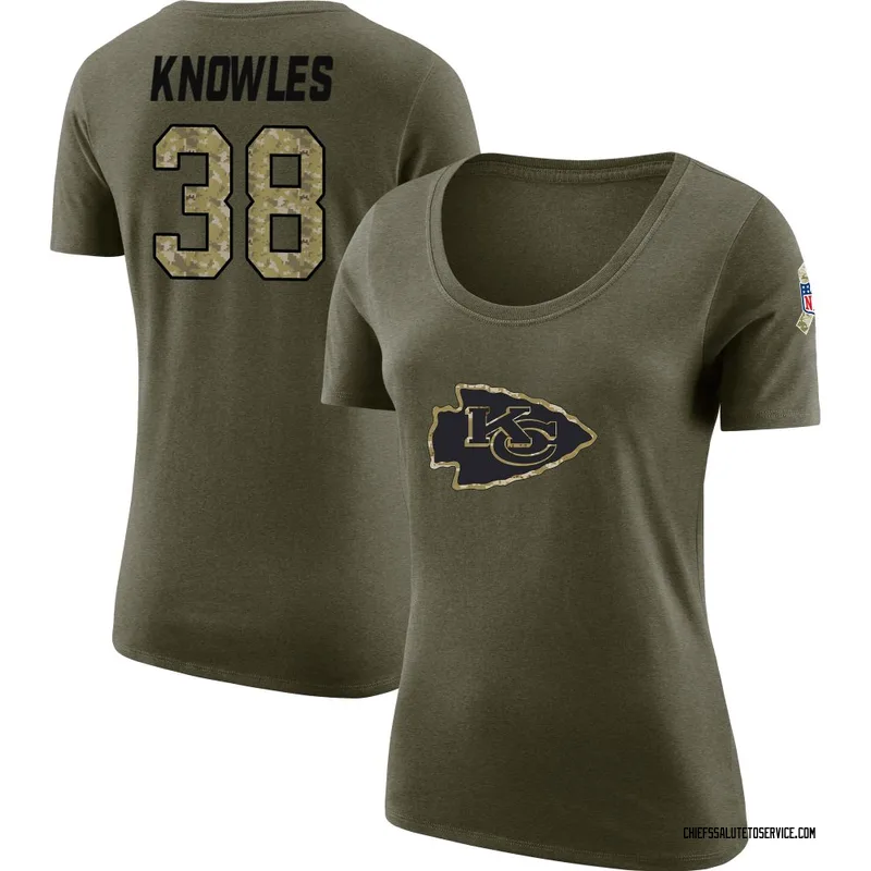 Women's Kevin Knowles Kansas City Chiefs Legend Olive Salute to Service Scoop Neck T-Shirt