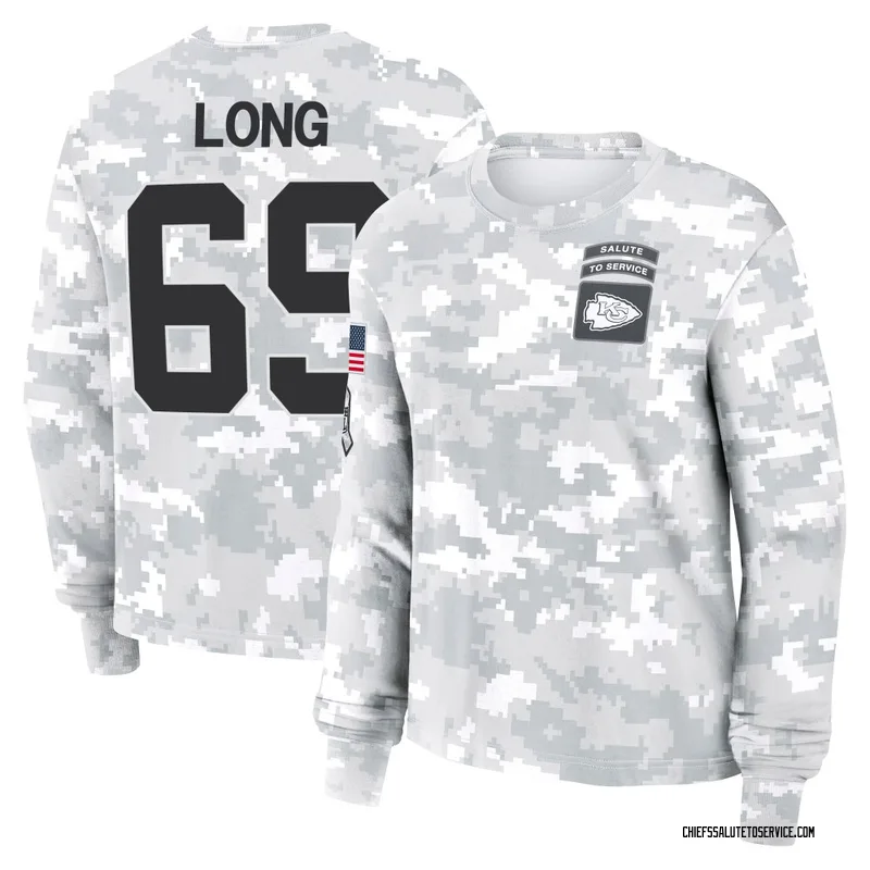 Women's Kyle Long Kansas City Chiefs Camo Arctic 2024 Salute to Service Long Sleeve T-Shirt