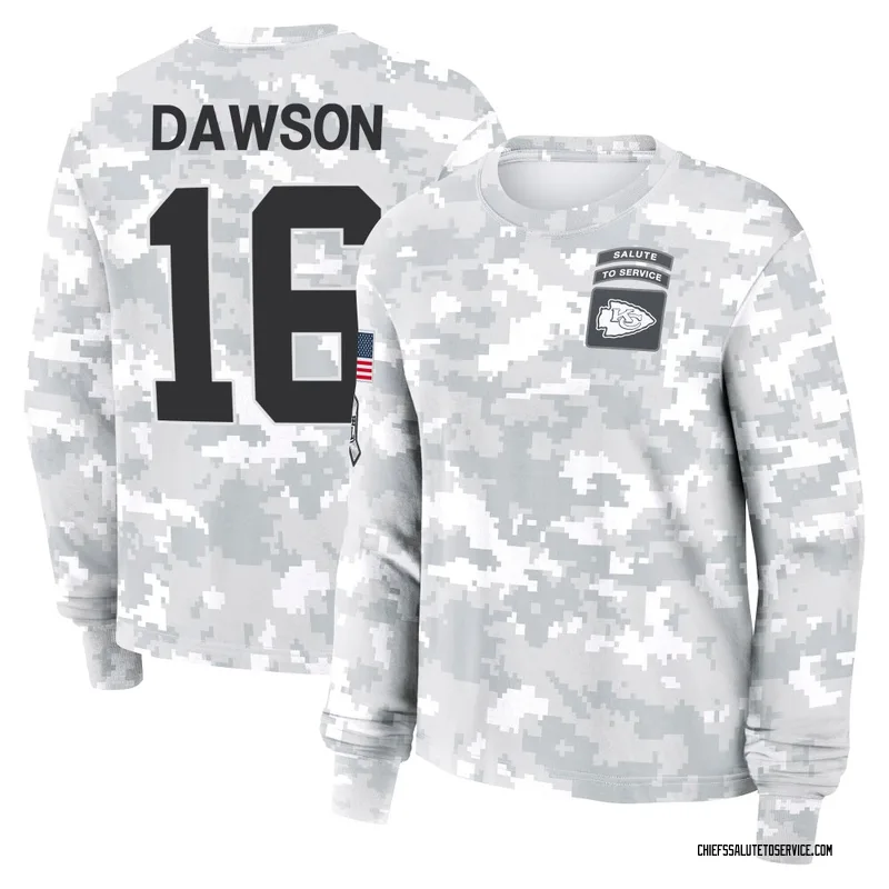 Women's Len Dawson Kansas City Chiefs Camo Arctic 2024 Salute to Service Long Sleeve T-Shirt