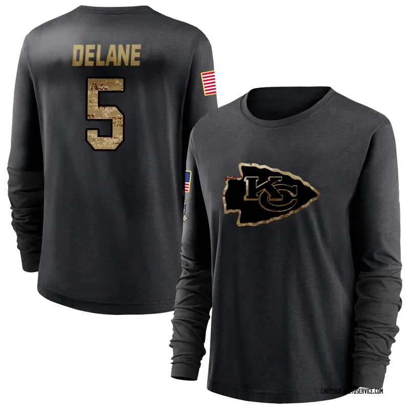 Women's Mansoor Delane Kansas City Chiefs Black 2020 Salute To Service Sideline Performance Long Sleeve T-Shirt