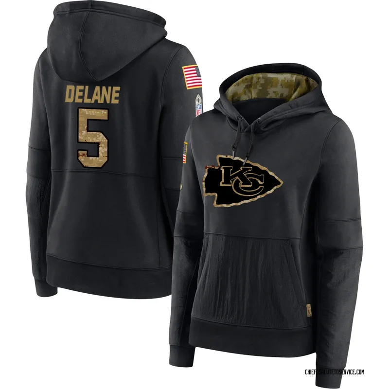 Women's Mansoor Delane Kansas City Chiefs Black 2020 Salute to Service Sideline Performance Pullover Hoodie