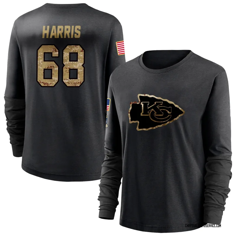 Women's Marcus Harris Kansas City Chiefs Black 2020 Salute To Service Sideline Performance Long Sleeve T-Shirt