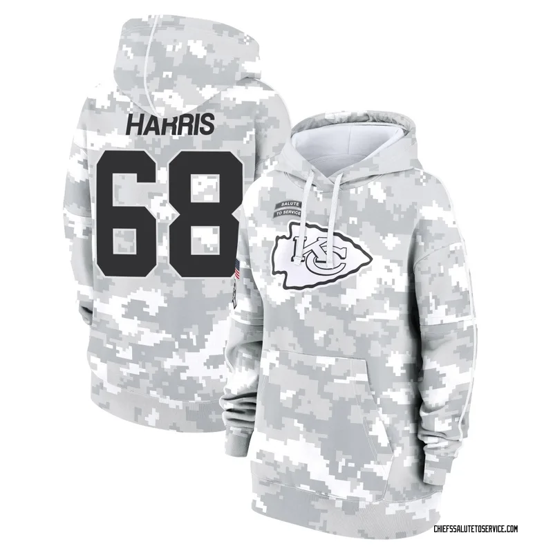 Women's Marcus Harris Kansas City Chiefs Camo Arctic 2024 Salute to Service Club Fleece Pullover Hoodie